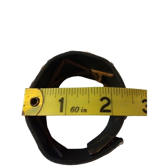 Brown Faux Leather Coin &Twine Accents Cuff Bracelet with Snap Closures - Picture 6 of 8